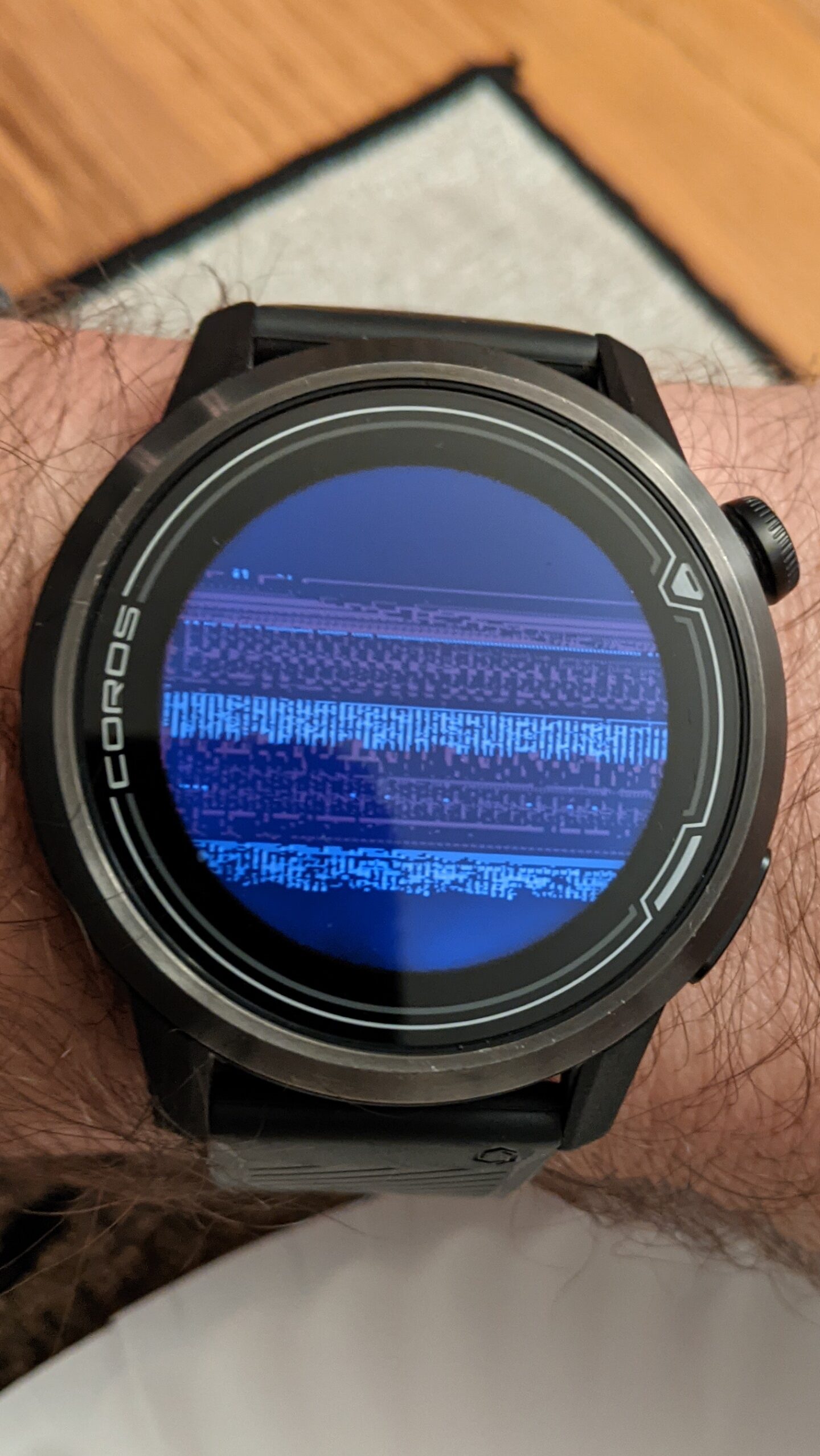 My running watch with a messed up display that renders it useless
